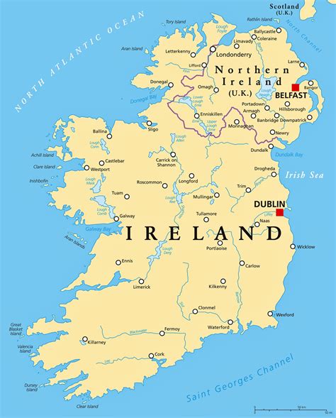 Mapa de Irlanda con la ubicación de las destilerías