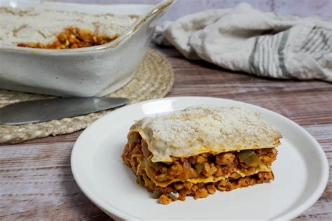 Lasaña vegana de coliflor y soja texturizada