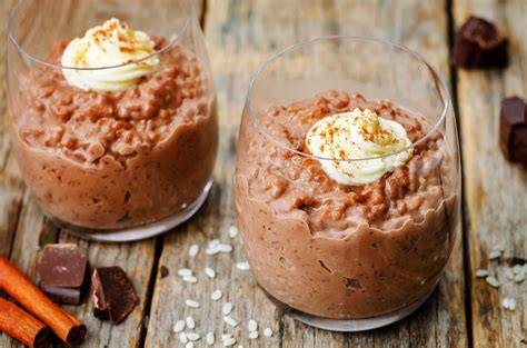Arroz con leche de chocolate con ralladura de naranja