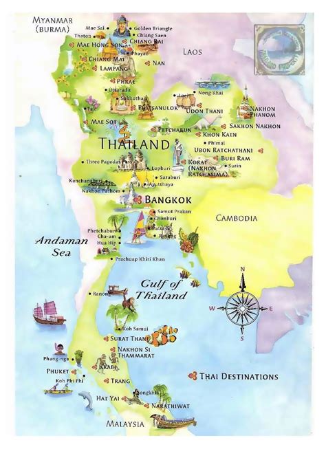 Mapa de Tailandia con elementos culinarios