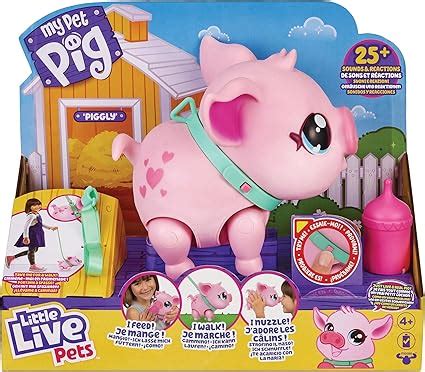 Cerdito rosa de juguete interactivo con biberón y correa