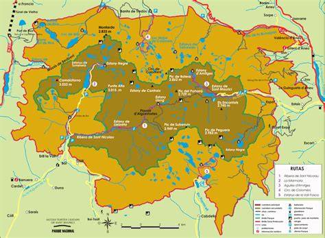 Mapa del Parque Nacional de Aigüestortes i Estany de Sant Maurici