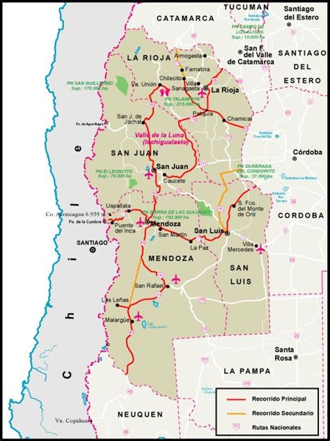 Mapa de la región de Cuyo en Argentina