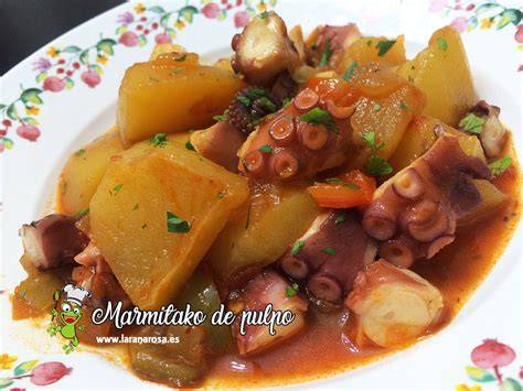 Ingredientes frescos para marmitako de pulpo