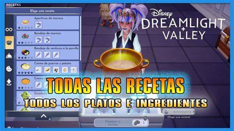 Tabla de recetas de Disney Dreamlight Valley