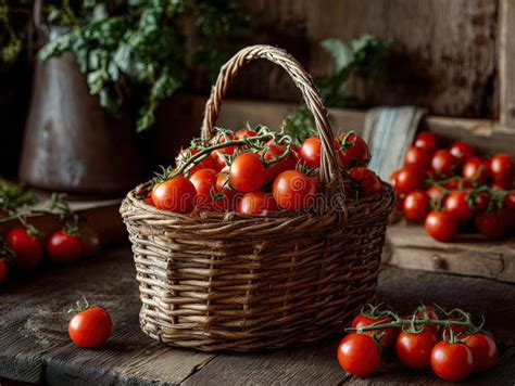 Tomates Muchamiel frescos en una cesta
