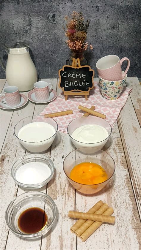 Ingredientes para Crème Brûlée en el microondas
