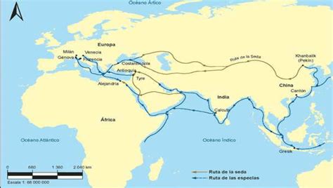 Mapa de la ruta de las especias y la difusión del garam masala