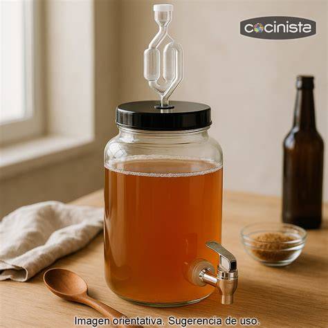 Fermentador de cristal con grifo y airlock