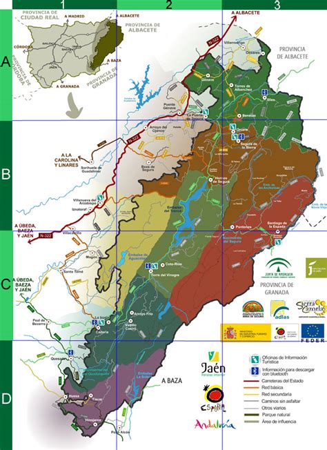 Mapa de las Sierras de Andújar, Mágina, Cazorla, Segura y Las Villas
