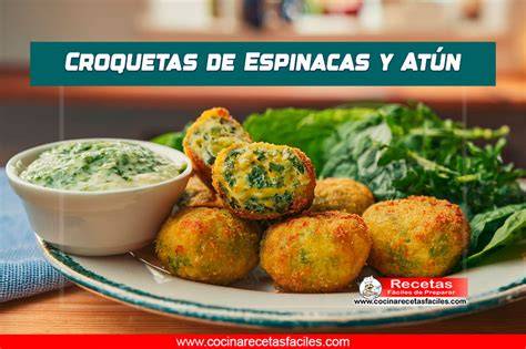 Croquetas de espinacas recién hechas en un plato