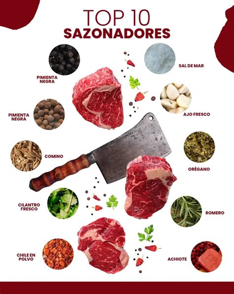 Variedad de especias y hierbas para sazonar carne