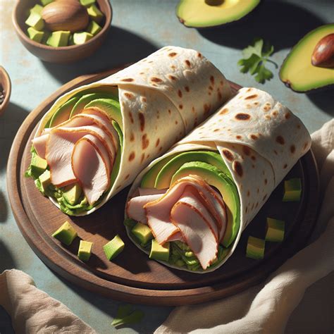 Wraps de pavo y aguacate en un plato
