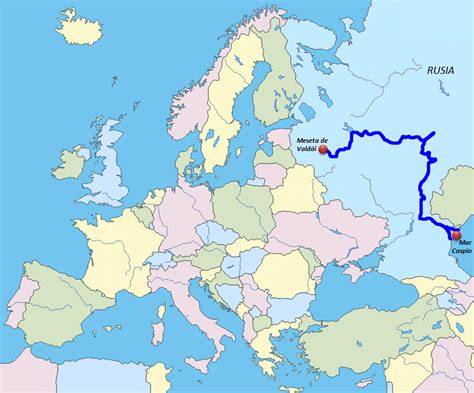 Mapa de la cuenca del río Volga en Rusia