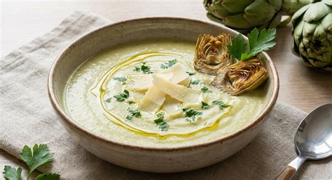 Crema de alcachofa y nueces en un tazón