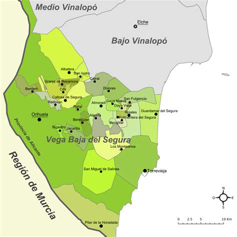 Mapa de la Vega Baja del Segura, cuna de la receta
