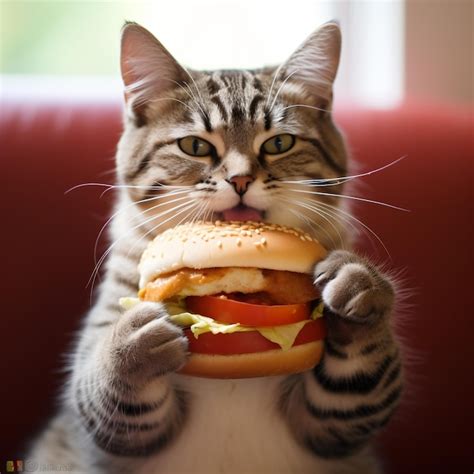 Gato comiendo hamburguesa BARF