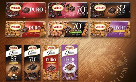 Variedad de chocolates Valor sin azúcar