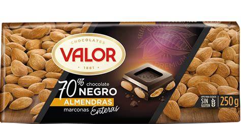 Chocolate Valor negro con almendras sin azúcar