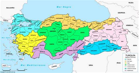Mapa de influencias gastronómicas en Turquía