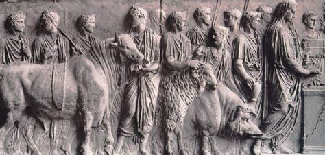 Representación de las Suovetaurilia, un ritual romano con sacrificios de animales