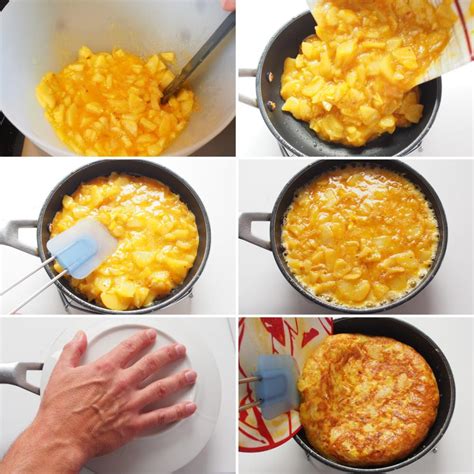 Proceso de cocción de la tortilla de patatas chips en sartén