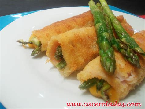 Espárragos rebozados con queso y jamón