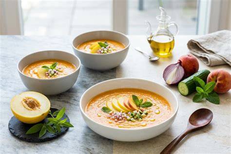 Gazpacho de melón fresco en un cuenco