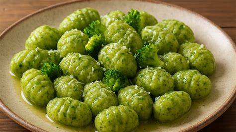 Ñoquis de brócoli recién hechos