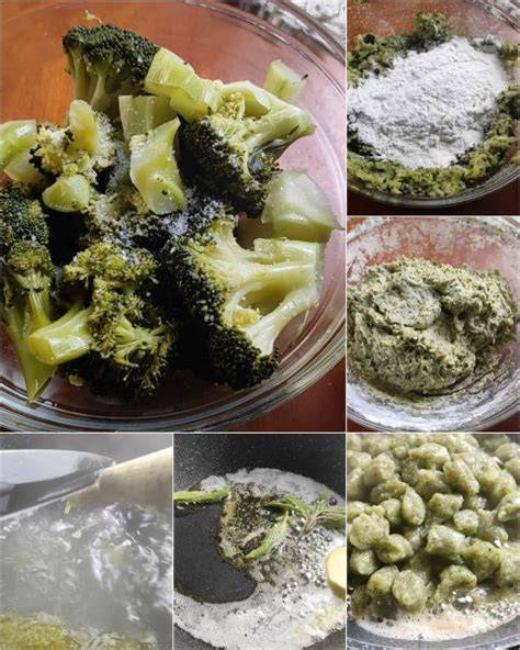 Patatas y brócoli cocidos para ñoquis