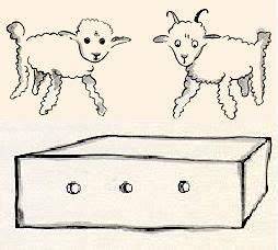 Ilustración de El Principito y el cordero en la caja
