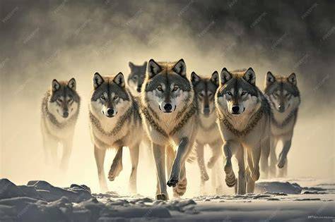 Akela guiando a la manada de lobos