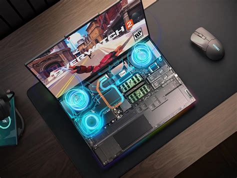 Diagrama de refrigeración de un portátil gaming con CPU y GPU