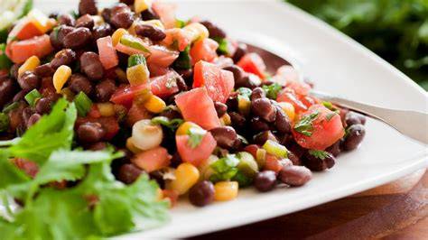 Ensalada de alubias rojas con judías verdes y maíz