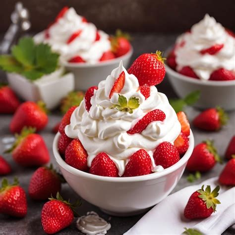 Magdalenas decoradas con nata montada y fresas