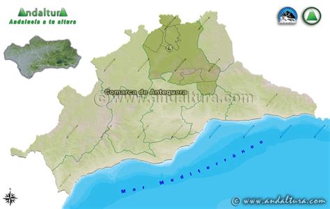 Mapa de la Comarca de Antequera en Málaga