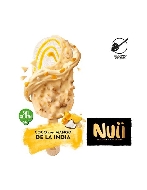 Helado Nuii de mango, fruta de la pasión y chocolate blanco