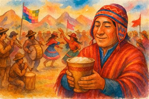 Representación de un ritual Inca con chicha de jora