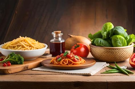 Dieta Mediterránea con pasta, verduras y aceite de oliva