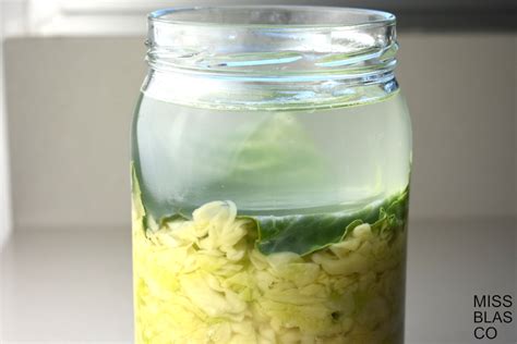 Bote de cristal con col fermentada