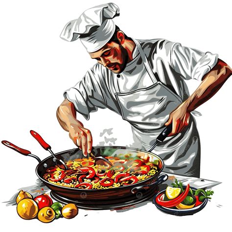 Chef enseñando a cocinar paella
