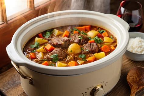 Olla de cocción lenta con varios ingredientes