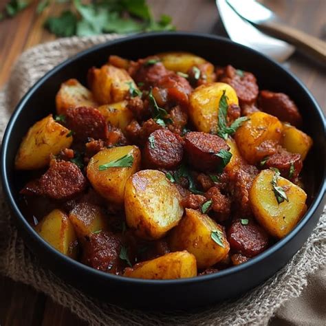 Cocción de chorizo cebollero en guiso
