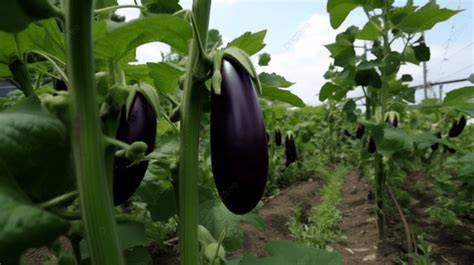 Campo de berenjenas afectado por enfermedades