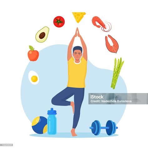 Esquema de un estilo de vida saludable con dieta equilibrada y ejercicio