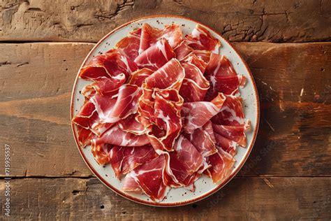 Plato de jamón serrano en lonchas finas