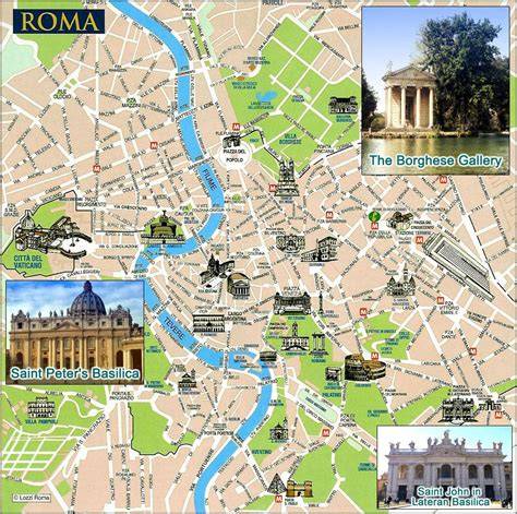 Mapa de Roma con puntos de interés de heladerías