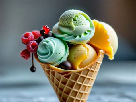 Cono de gelato artesanal con varios sabores