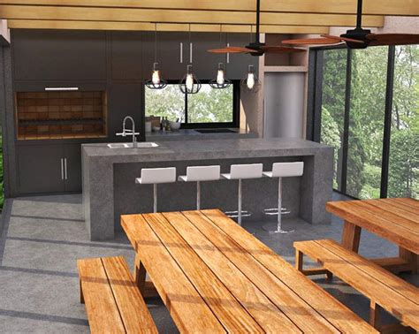 Interior de Casa Mingo con barra y asador