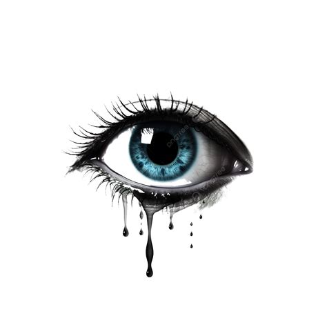 Ilustración de un ojo llorando lágrimas negras, simbolizando la visión oscura del amor.